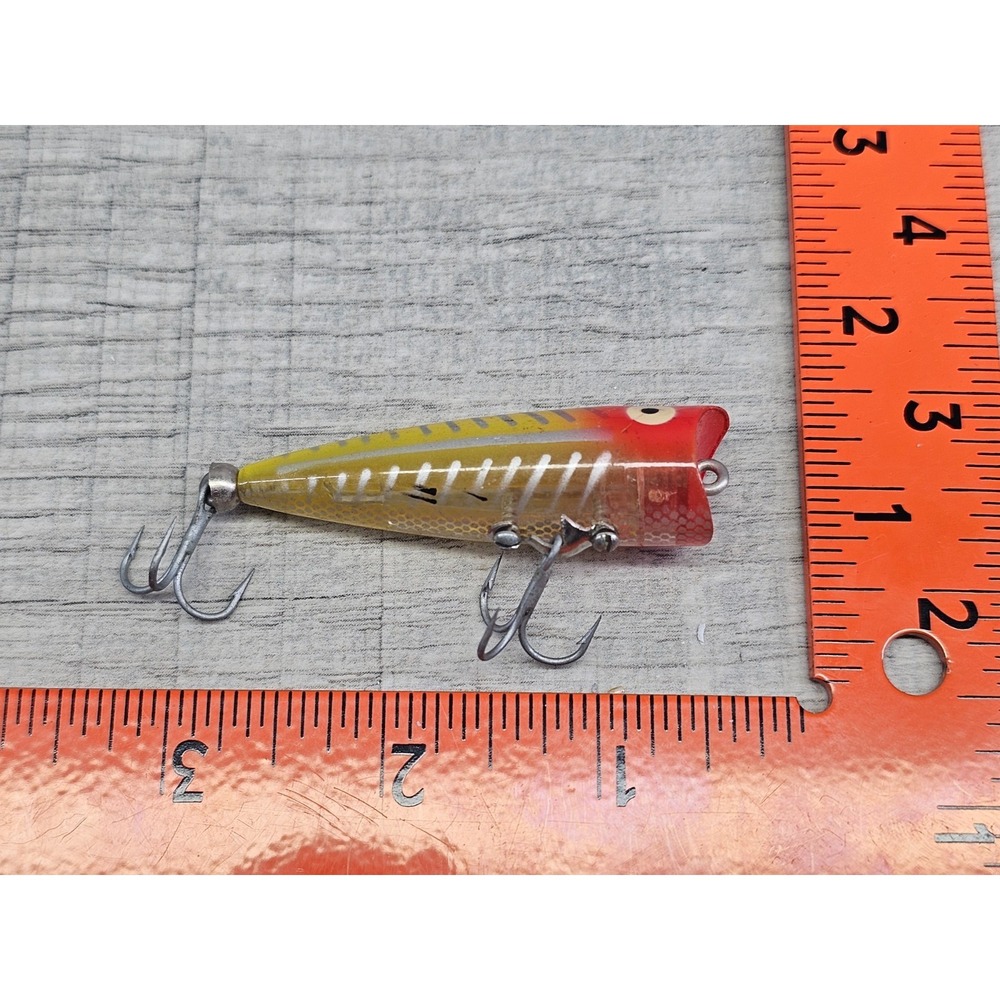 Vintage Heddon Tiny Chugger Spook Lure 335 XRY Yellow Shore Minnow Topwater 2.5
